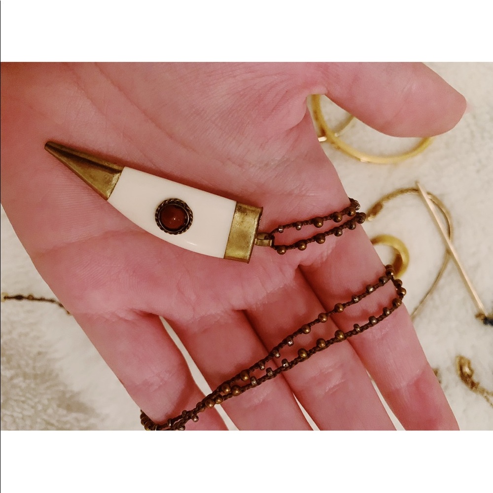 Gold and White Horn Wrap or Long Necklace
